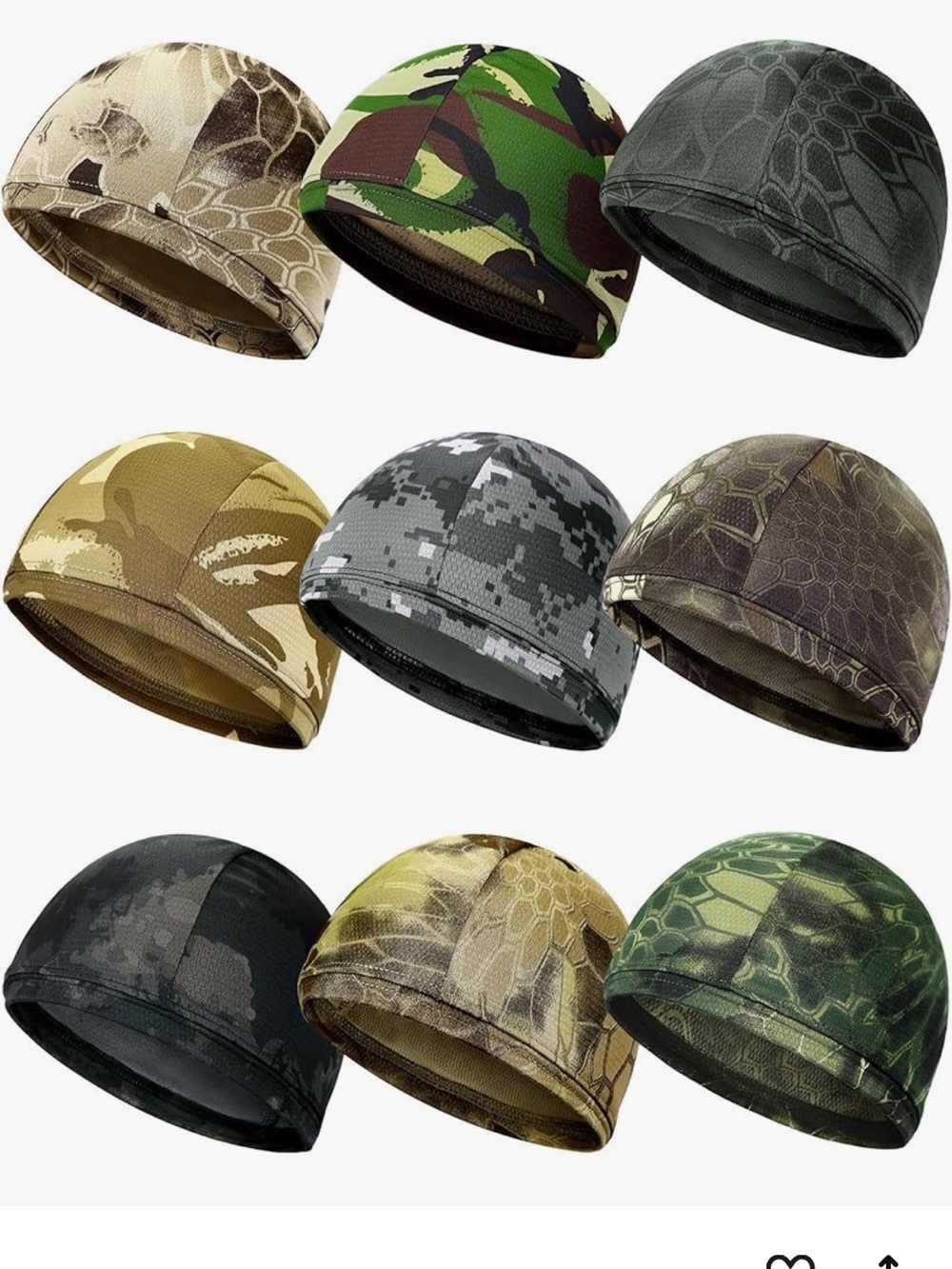 Camo Skull Caps - 9 Pack Stretch Beanies